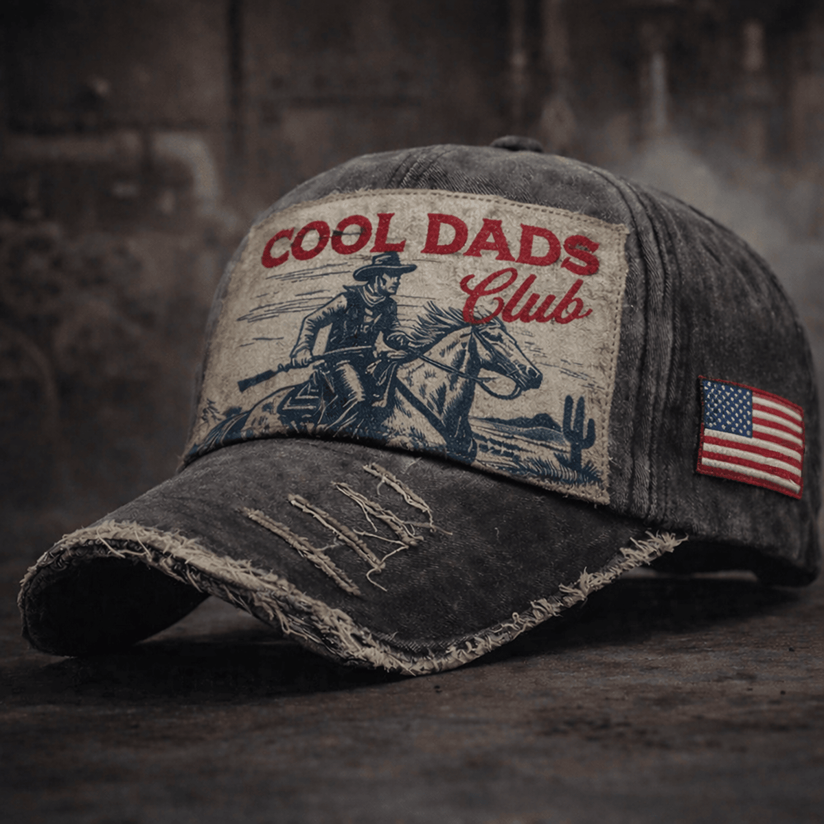 Cool Dads Club Vintage Cowboy Hat Western Style Gift For Dad Father Day Retro Ranch Trucker Cap USA Flag Patriotic Design