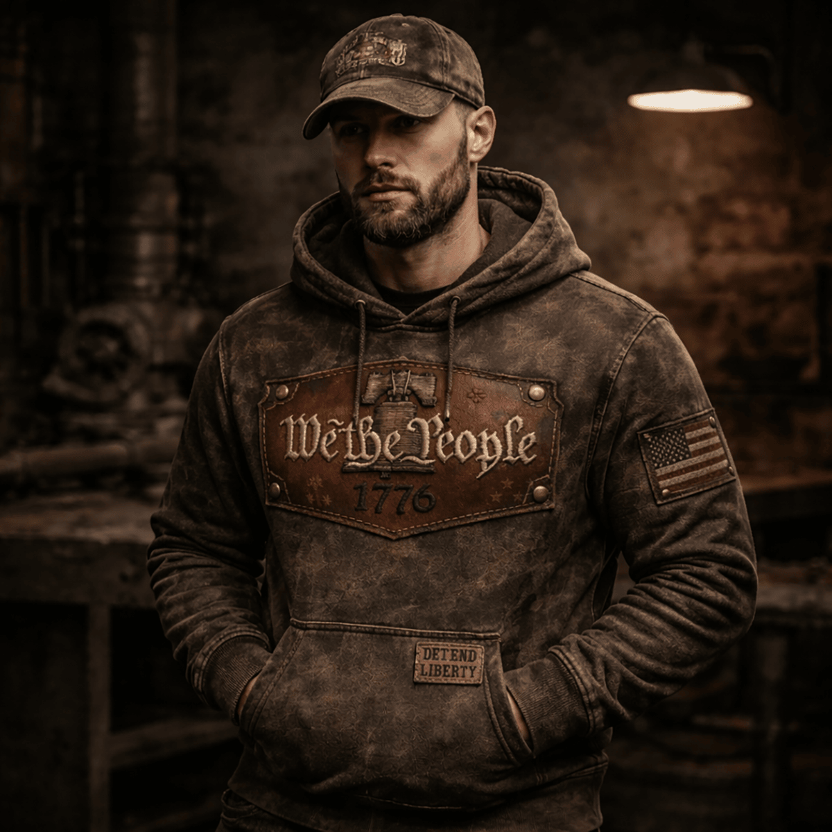 Liberty Bell We The People 1776 Printed Hoodie American Flag Patriotic Design Hoodie For Father's Day Gift