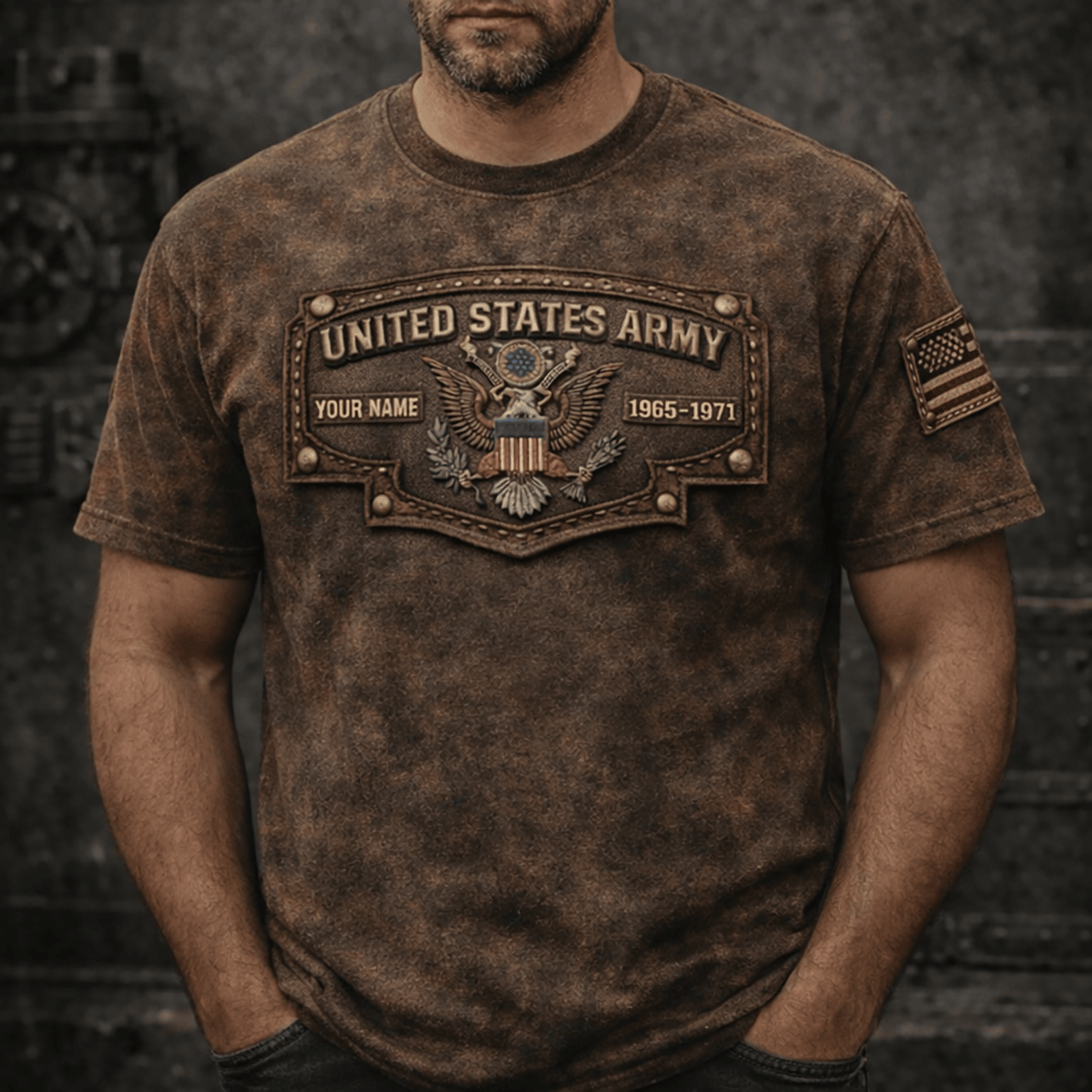 Custom Name United States Veteran 1965 1971 Printed T Shirt USA Flag Eagle Vintage Style Patriotic Gift for Father Day Veteran Dad