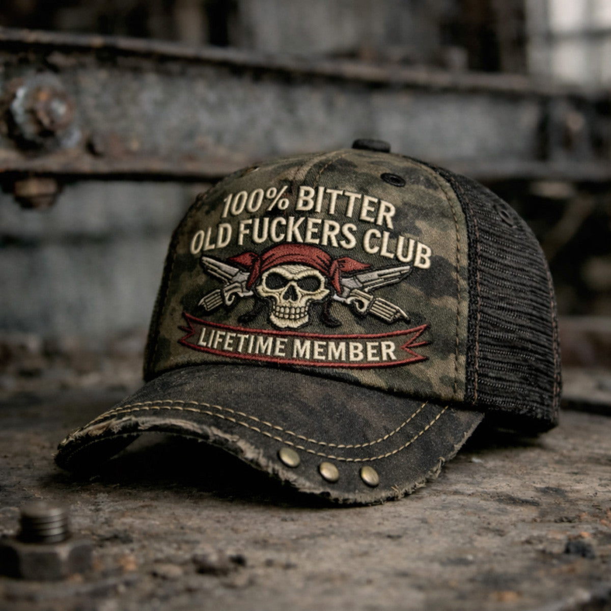 Skull Guns Veteran Club Lifetime Member Printed Cap Vintage Camo Hat Patriotic Gift Idea for Father Day Unique Style