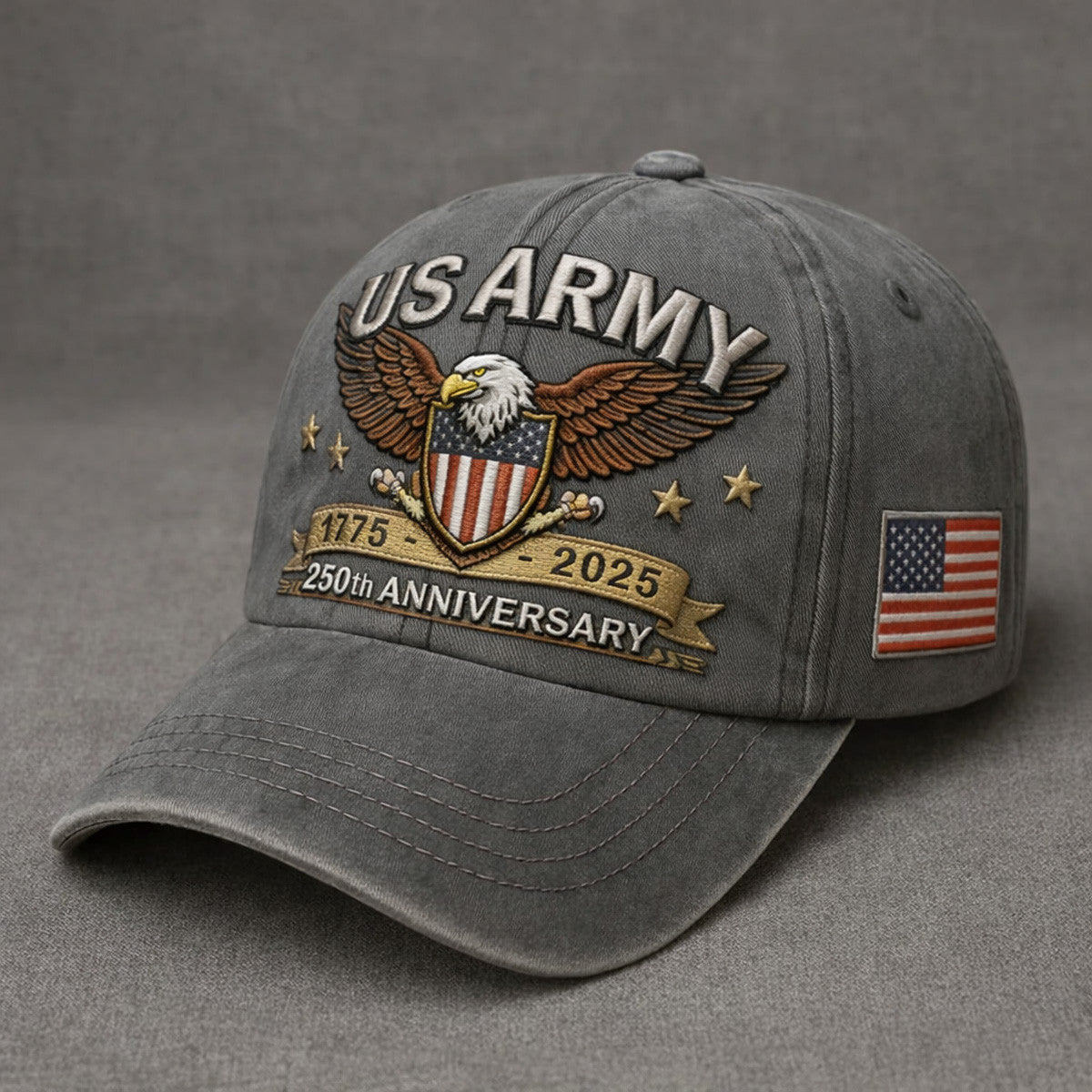 USA 250th Anniversary 1775 2025 Eagle Printed Cap Patriotic Military Baseball Hat for Men Vintage American Flag Style