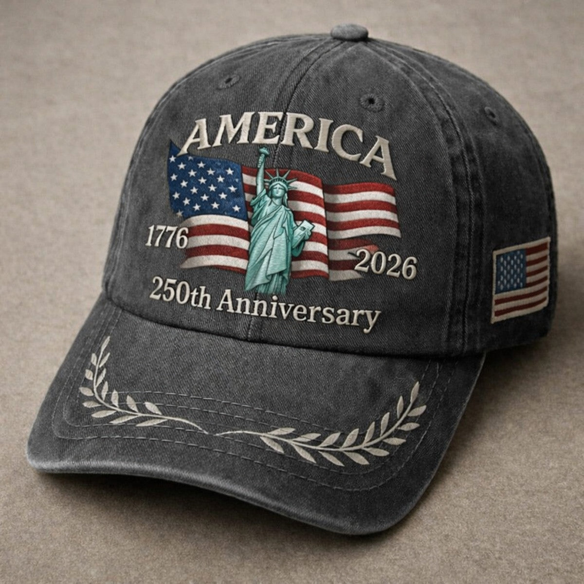 America 250th Anniversary 1776 2026 Statue Of Liberty USA Flag Printed Cap Patriotic Design Gift For Dad Father Day Vintage Hat