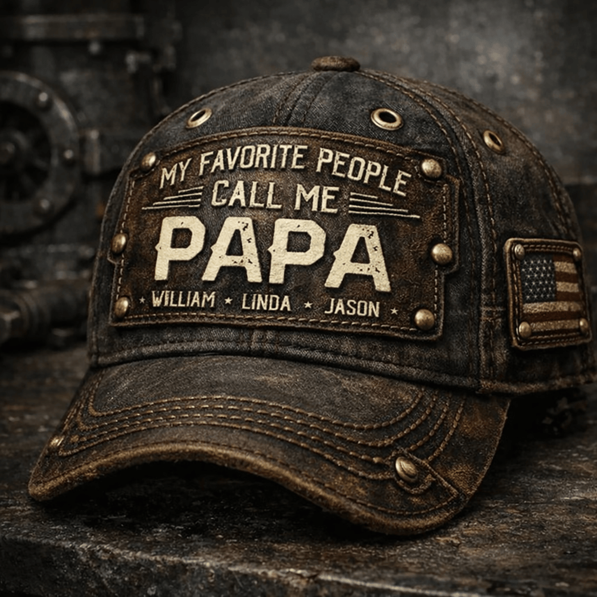 My Favorite People Call Me Papa Custom Name Printed Hat USA Flag Father’s Day Gift for Dad Grandpa Personalized Cap with Names Design
