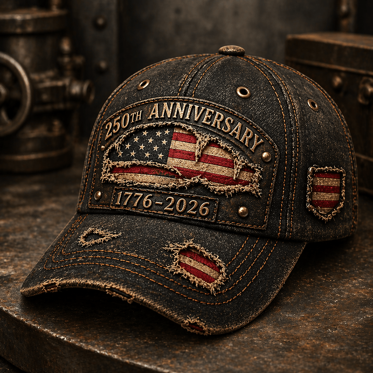 250th Anniversary 1776 2026 USA Flag Printed Cap Father Day Gift Patriotic American Vintage Style Hat for Dad Independence Day