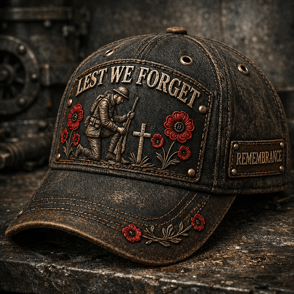 Lest We Forget Printed Hat Memorial Day Hat Military Veteran Gift for Men Veterans Day Remembrance Baseball Cap