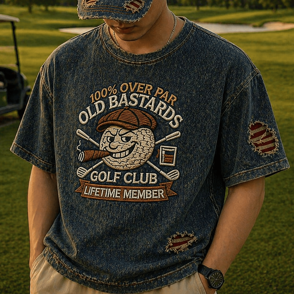 Old Bastards Golf Club Lifetime Member Printed T Shirt Funny Golf Shirt Father’s Day Gift for Men Golf Dad Gift