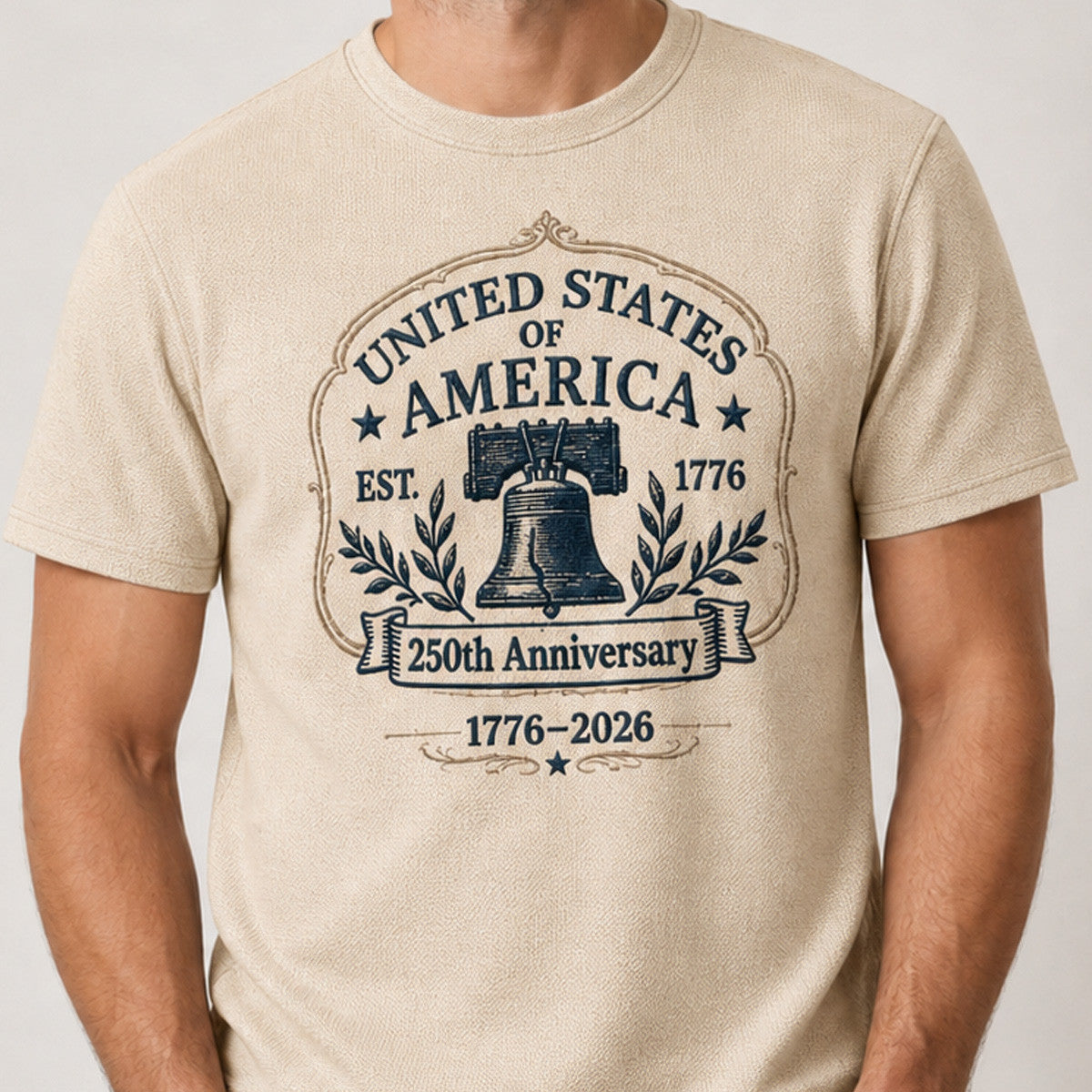 USA 250th Anniversary Liberty Bell Printed T-Shirt, America 1776 2026 Shirt, Patriotic Father’s Day Gift for Dad, Veteran Gift