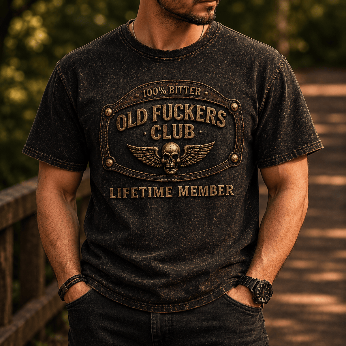 Old Man Club Skull Wings Printed T-Shirt, Funny Grumpy Dad Shirt, Lifetime Member Design, Father’s Day Gift for Dad Grandpa
