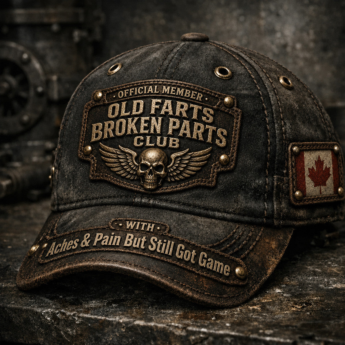 Old Farts Broken Parts Club Printed Canada Flag Cap Father’s Day Gift Vintage Dad Hat for Men and Grandpa