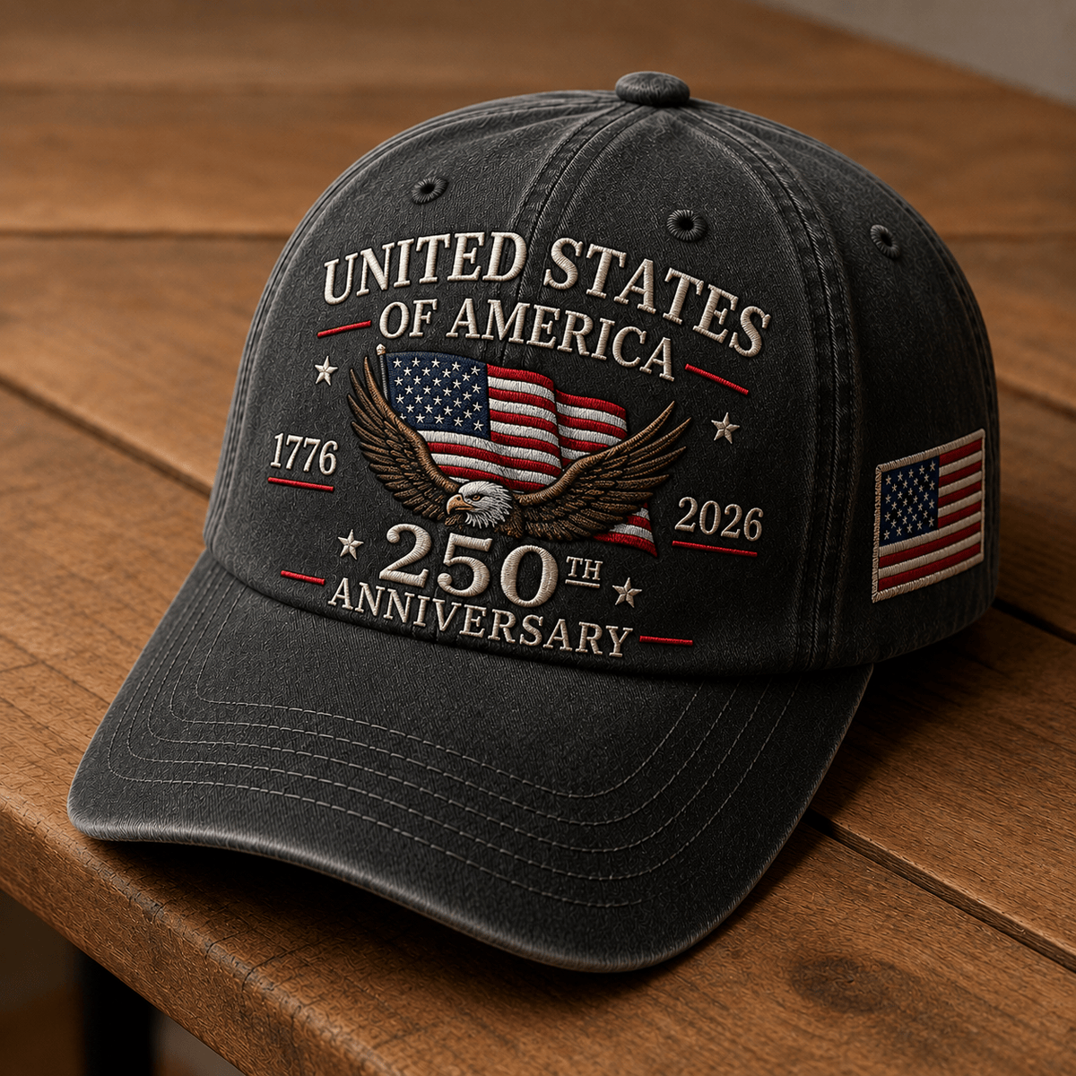 United States of America 250th Anniversary Printed Cap 1776–2026 Eagle American Flag Patriotic Hat Father's Day Gift for Dad Grandpa