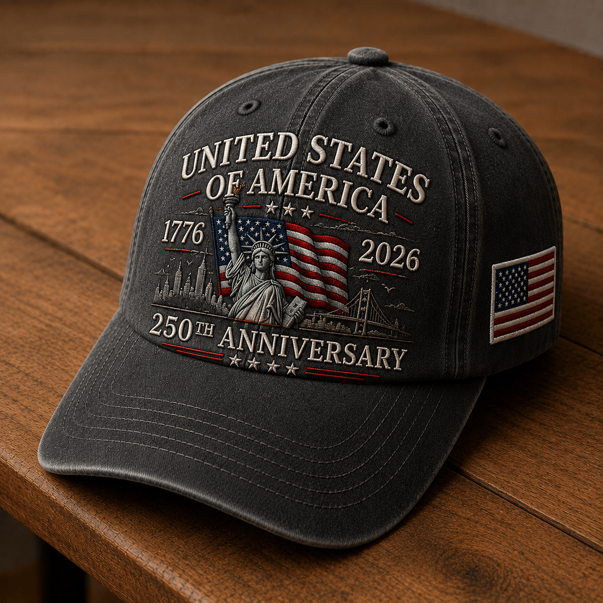 United States of America 250th Anniversary 1776–2026 Printed Cap Statue of Liberty USA Flag Patriotic Hat Father's Day Gift for Dad