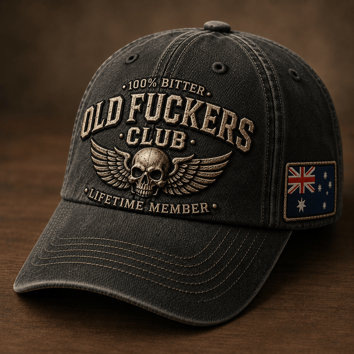 Old Fuckers Club Lifetime Member Printed Cap Skull Wings Australia Flag Hat Funny Grandpa Gift Father's Day Gift for Dad