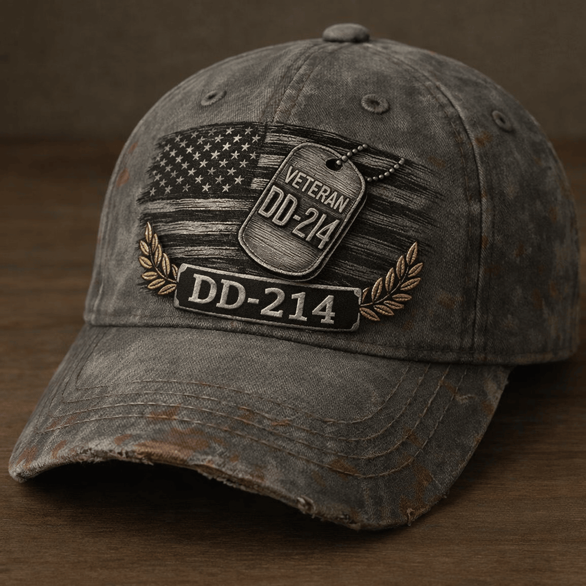 Veteran DD-214 Printed Cap American Flag Military Hat Father's Day Gift for Dad Grandpa Retired Service Member