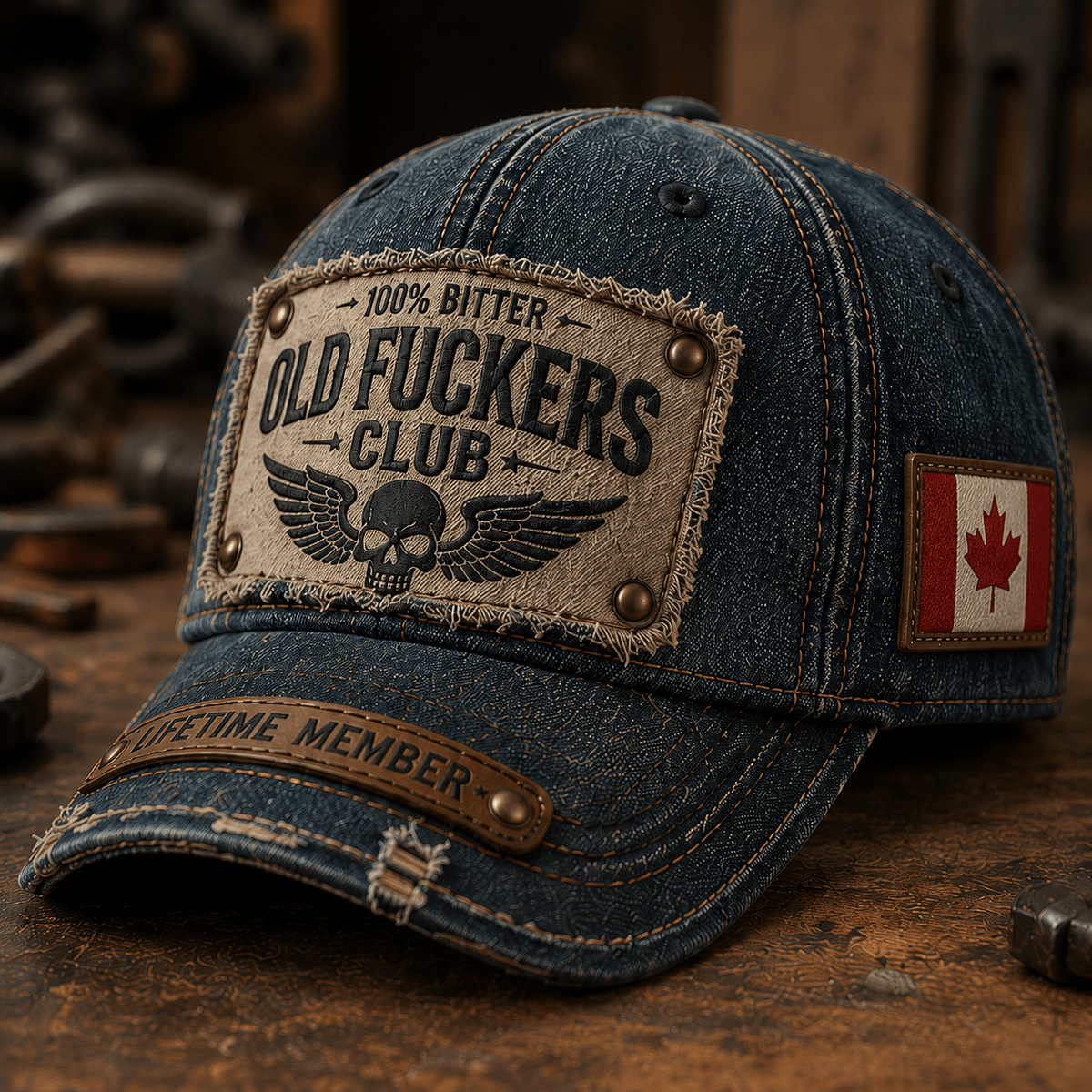 Bitter Old Fuckers Club Lifetime Member Printed Cap Canada Flag Hat Vintage Baseball Cap Father’s Day Gift for Grandpa