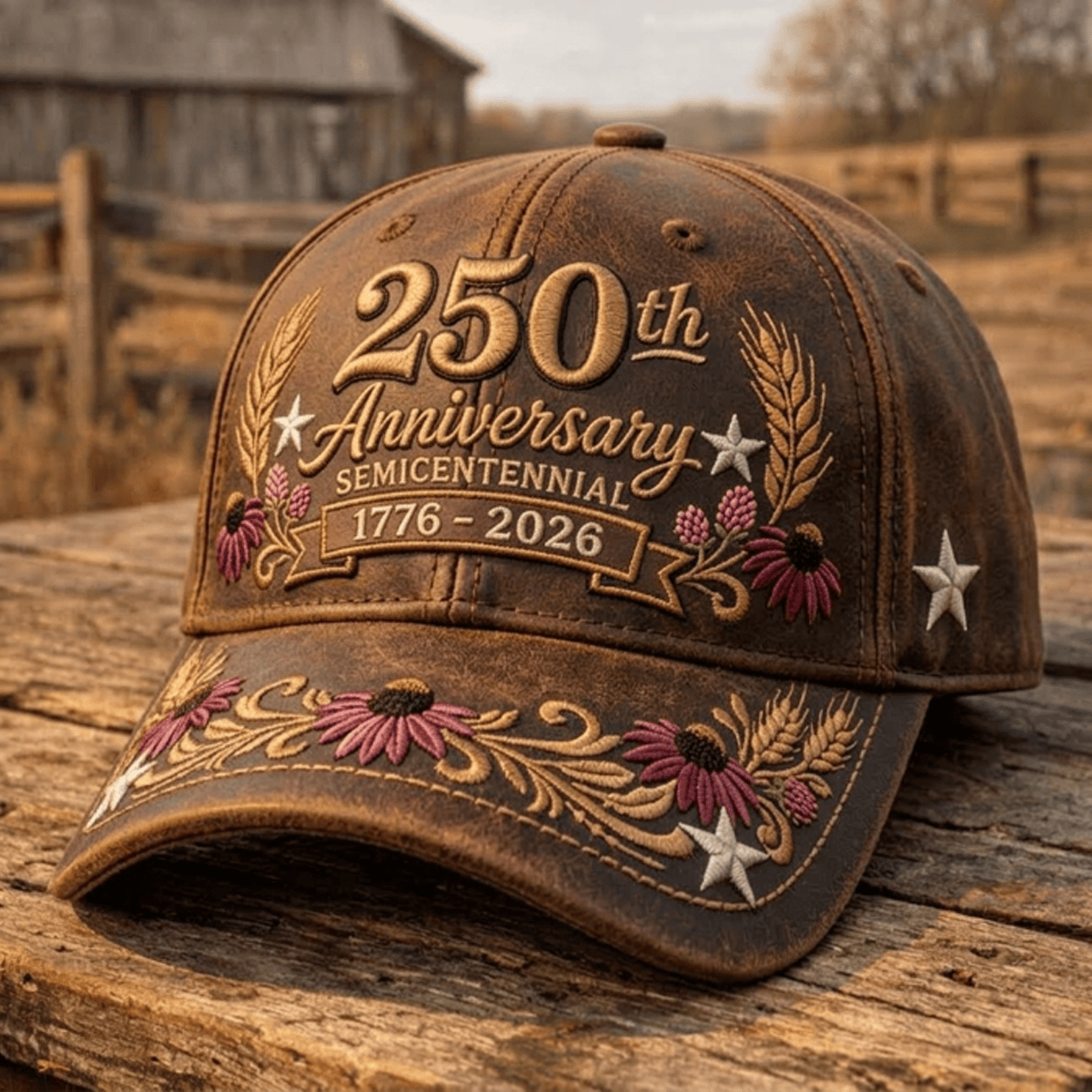 250th Anniversary Semicentennial 1776-2026 Printed Cap Patriotic Floral Hat USA 250 Years Of Freedom Gift For Women Mom Grandma