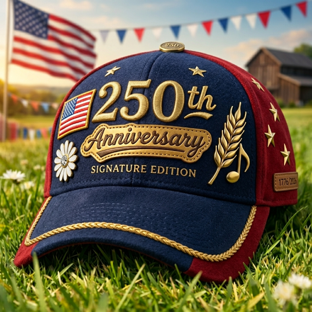 250th Anniversary Signature Edition Printed Cap Patriotic USA Flag Hat Independence Day Gift for Mom Dad Americana Celebration