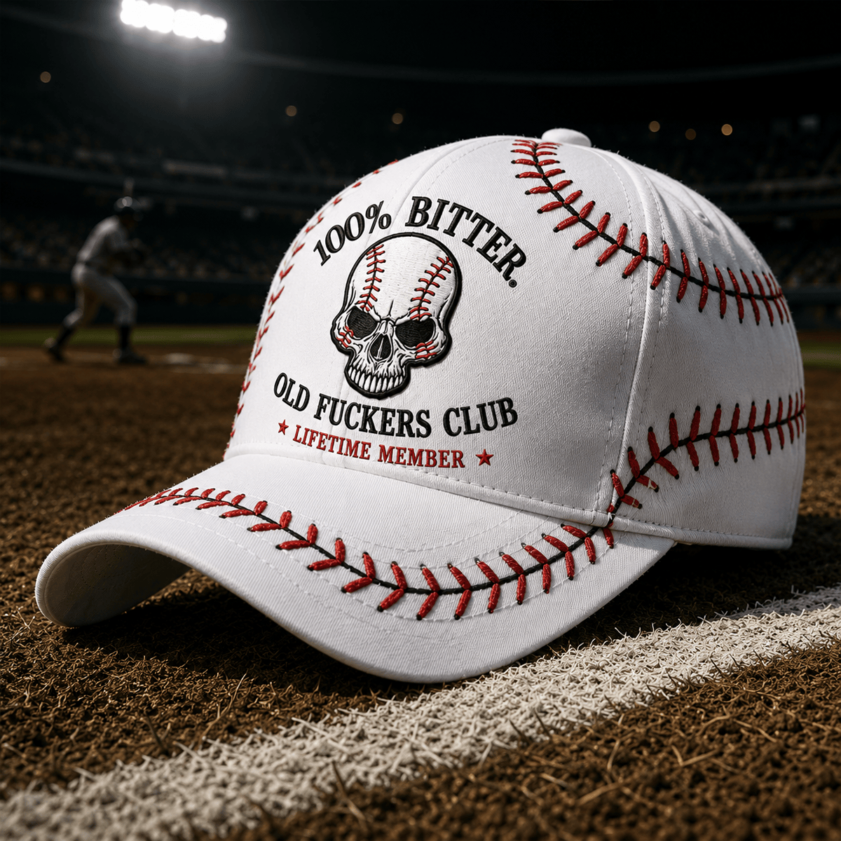 Bitter Old Fuckers Club Lifetime Member Printed Baseball Cap Skull Hat Funny Grandpa Gift for Dad Father’s Day Sports Fan Cap