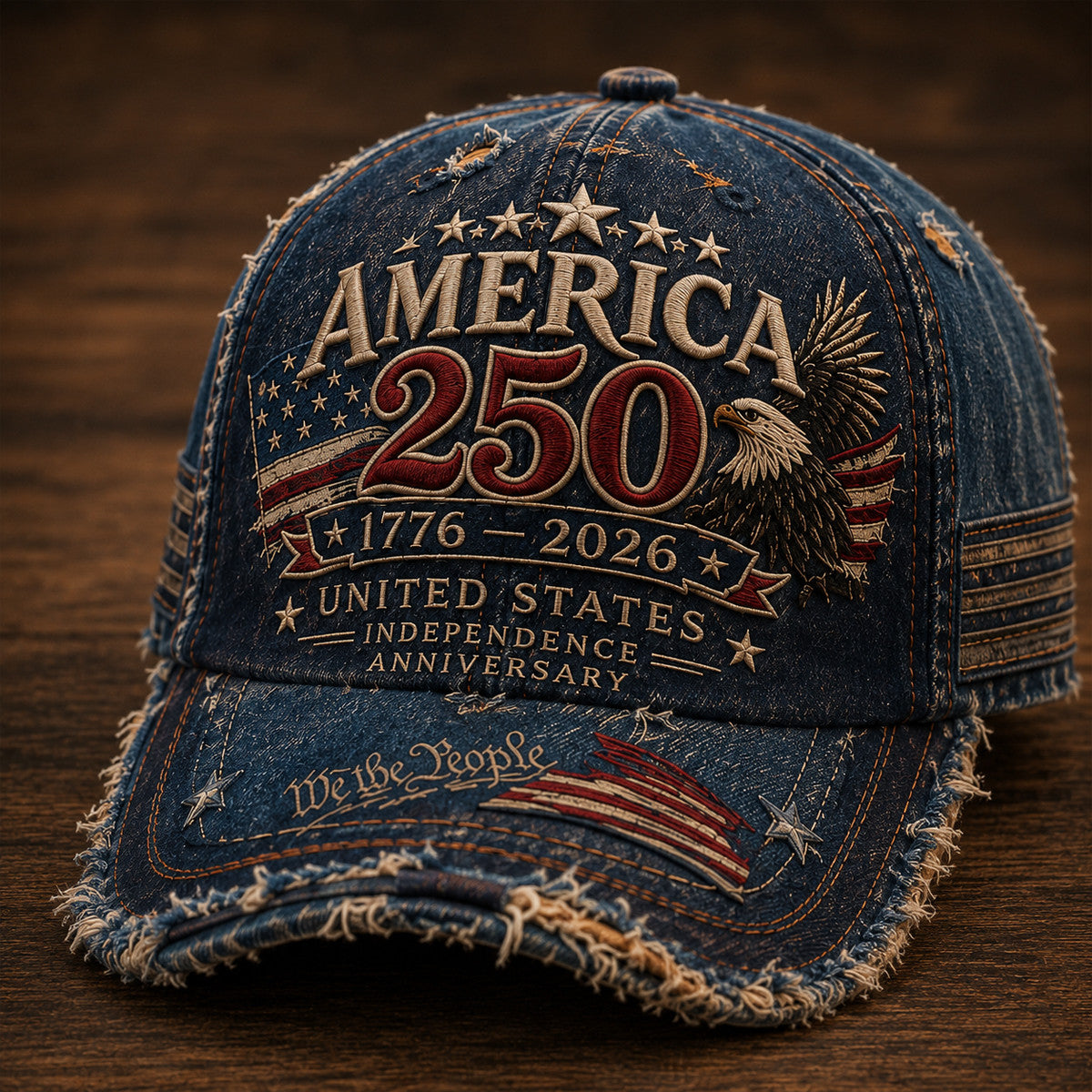 America 250 1776-2026 United States Independence Anniversary We The People Printed Cap Patriotic USA Father's Day Gift for Dad