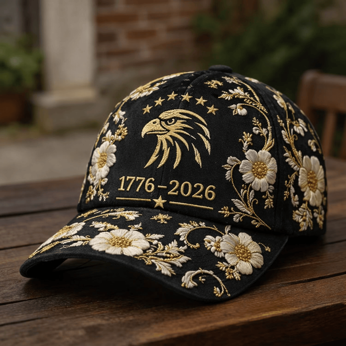 1776โ2026 Eagle Floral Printed Cap USA 250th Anniversary Patriotic Hat Independence Day Gift for Women Mom Grandma
