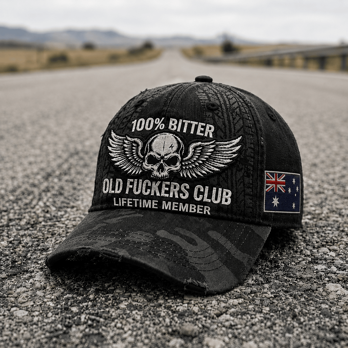 Bitter Old Fuckers Club Lifetime Member Printed Cap Australian Patriotic Dad Hat Grandpa Gift Skull Biker