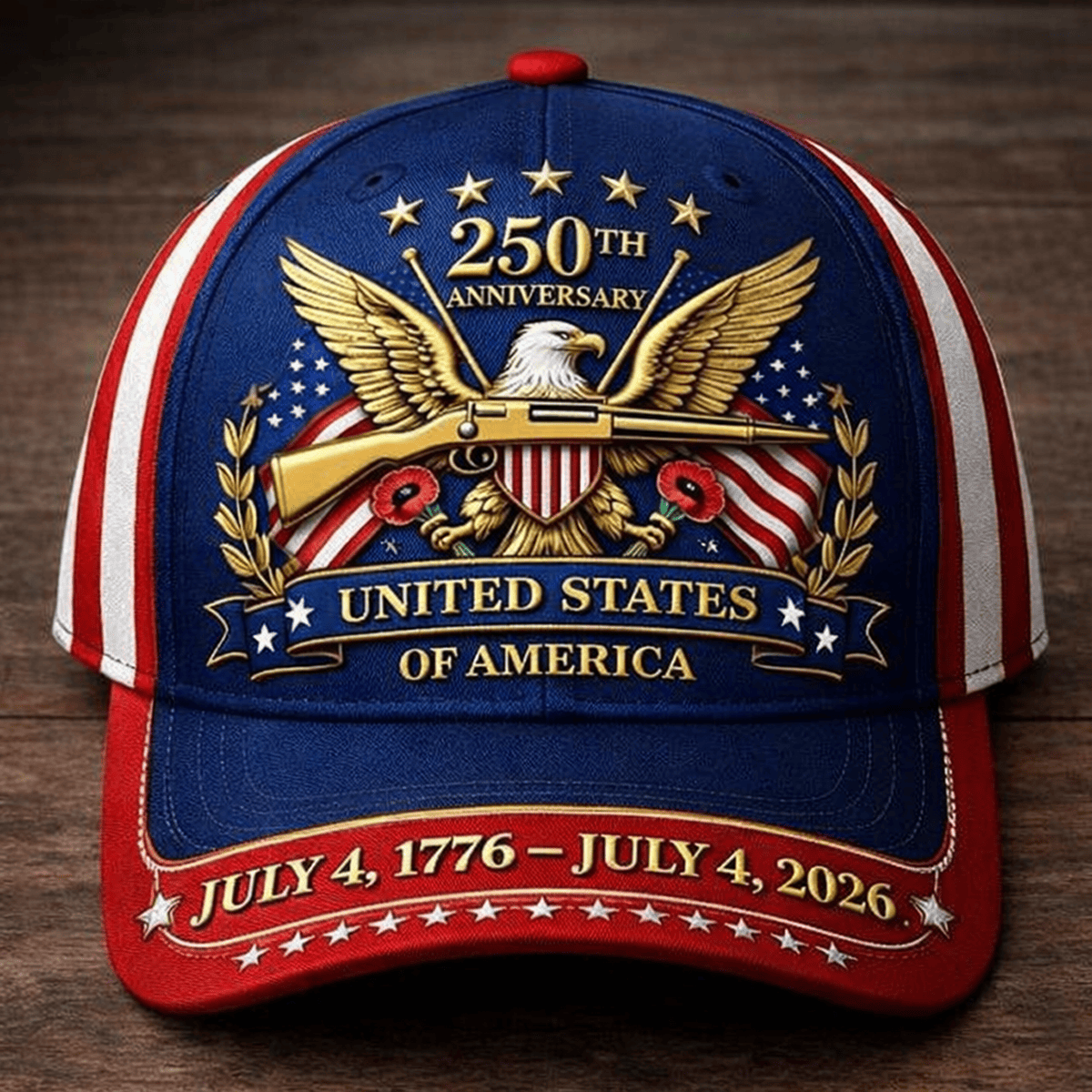 250th Anniversary United States Of America July 4 1776–July 4 2026 Printed Cap Patriotic Eagle USA Flag Father's Day Gift Veteran Hat