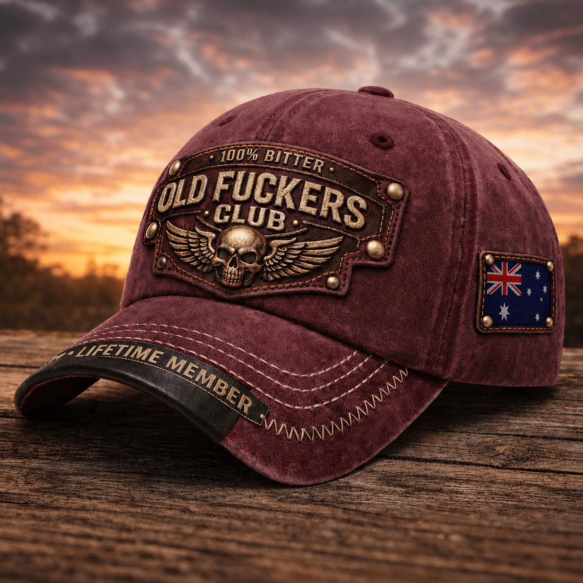 Bitter Old Fuckers Club Printed Vintage Cap Skull Wings Biker Style Patriotic Gift for Dad Grandpa Lifetime Member Australia