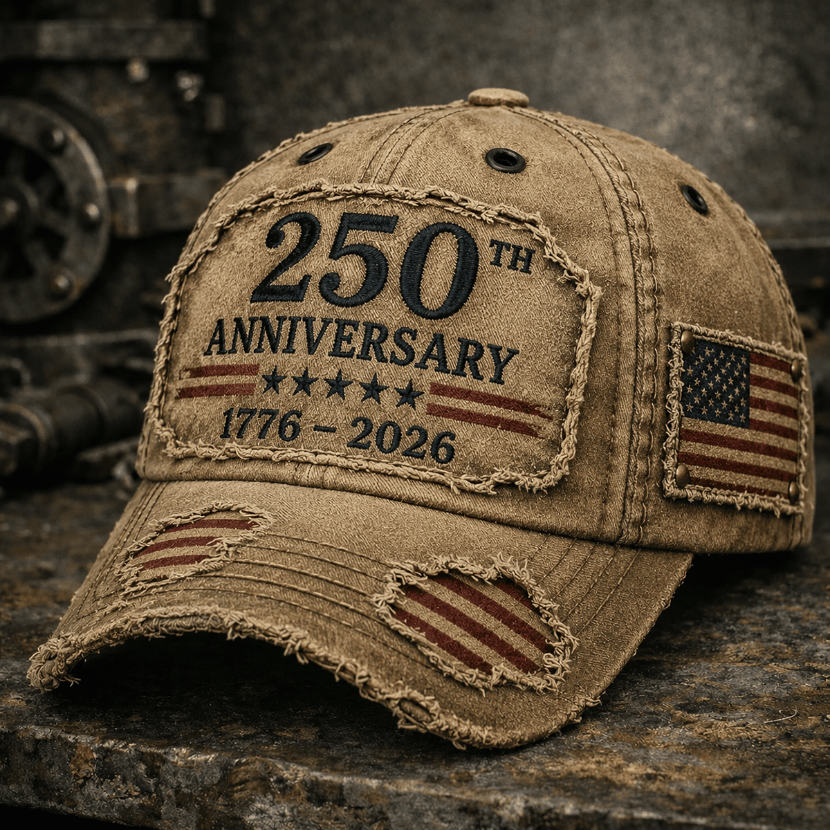 250th Anniversary 1776 2026 Printed Vintage Cap Patriotic USA Flag Independence Day Hat American Heritage Gift for Men and Women