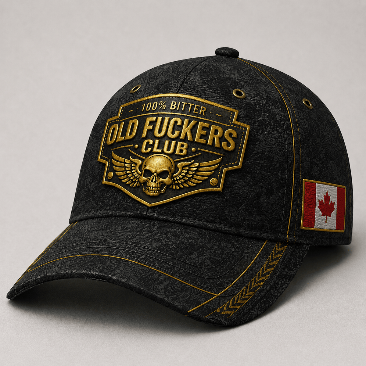 Bitter Old Fuckers Club Printed Skull Wings Black Cap Canada Flag Gift for Dad Grandpa Veteran