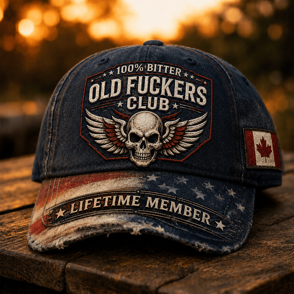 Old Fuckers Club Lifetime Member Printed Vintage Skull Wing Trucker Cap Bitter Graphic Baseball Cap Distressed Gift for Men Women Canada