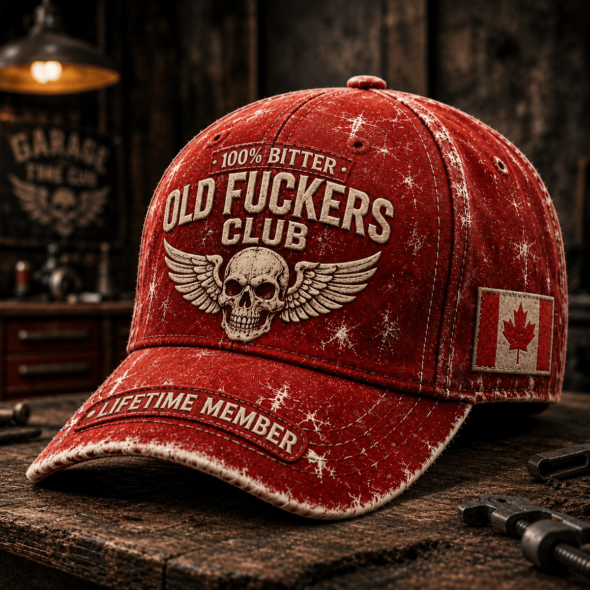 Bitter Old Fuckers Club Lifetime Member Printed Cap Skull Wings Baseball Cap Canada Veteran Gift for Dad Grandpa Men Vintage Hat