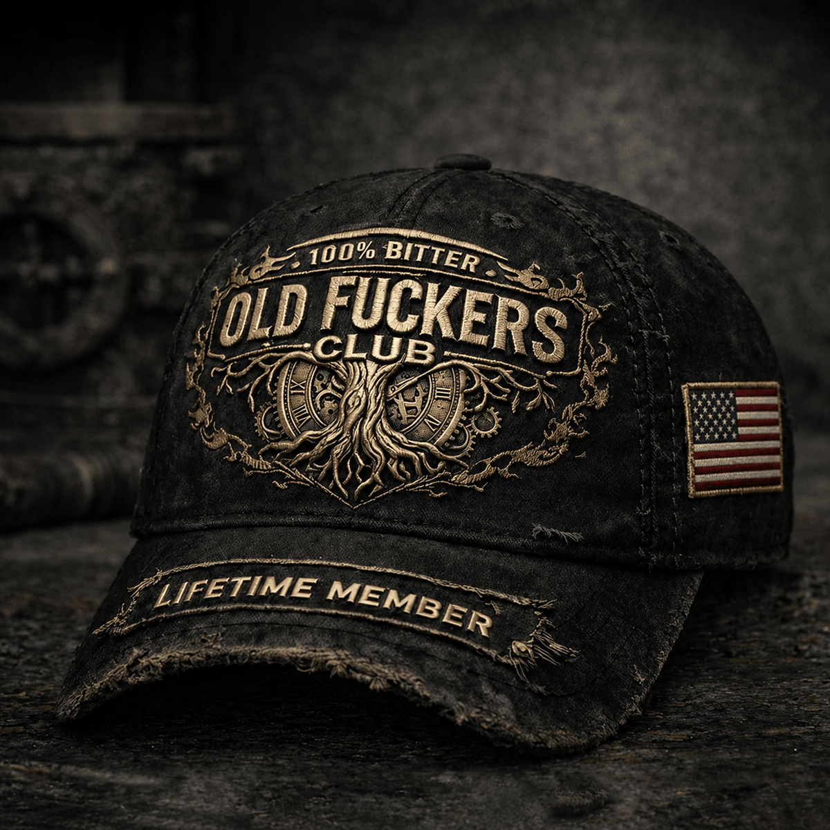 Old Fuckers Club Lifetime Member Printed American Flag Cap Funny Grandpa Hat Vintage Baseball Cap Gift for Dad Men