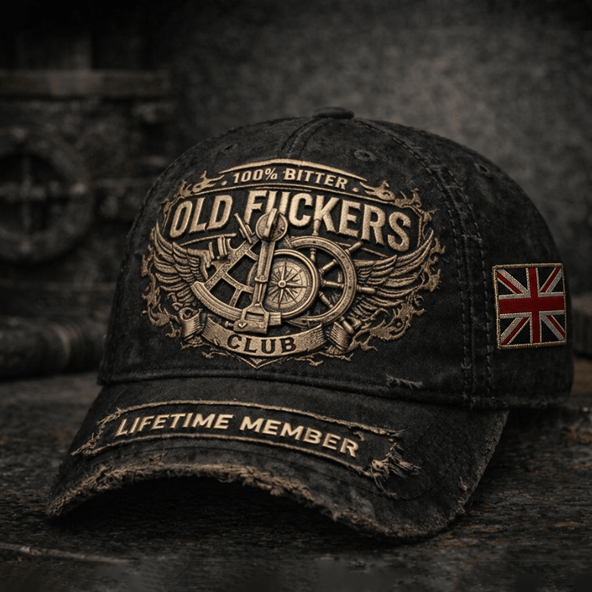 Old Fuckers Club Printed UK Flag Cap Vintage Skull Baseball Cap Funny Dad Hat Lifetime Member Gift for Grandpa Men