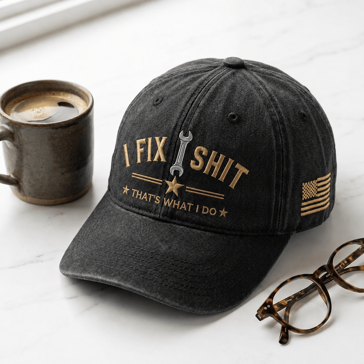 I Fix Shit That's What I Do Printed Baseball Cap, Funny Mechanic Hat, Wrench Graphic Cap, Mechanic Gift for Men, Garage Humor Hat