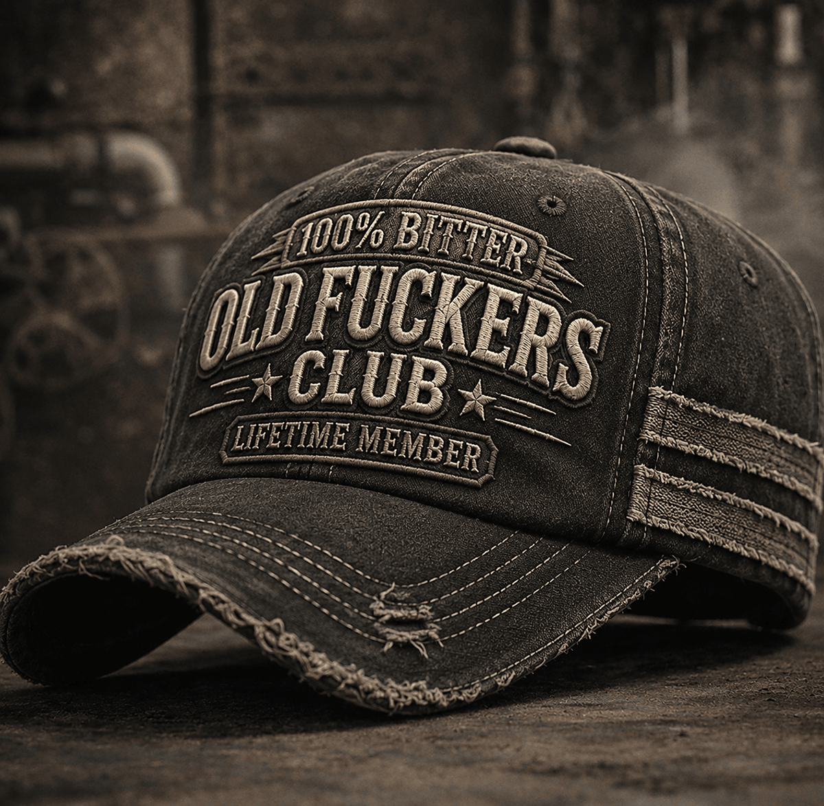 Old Fuckers Club Lifetime Member Printed Cap, Funny Vintage Graphic Hat for Men, Distressed Baseball Cap Gift for Older Men