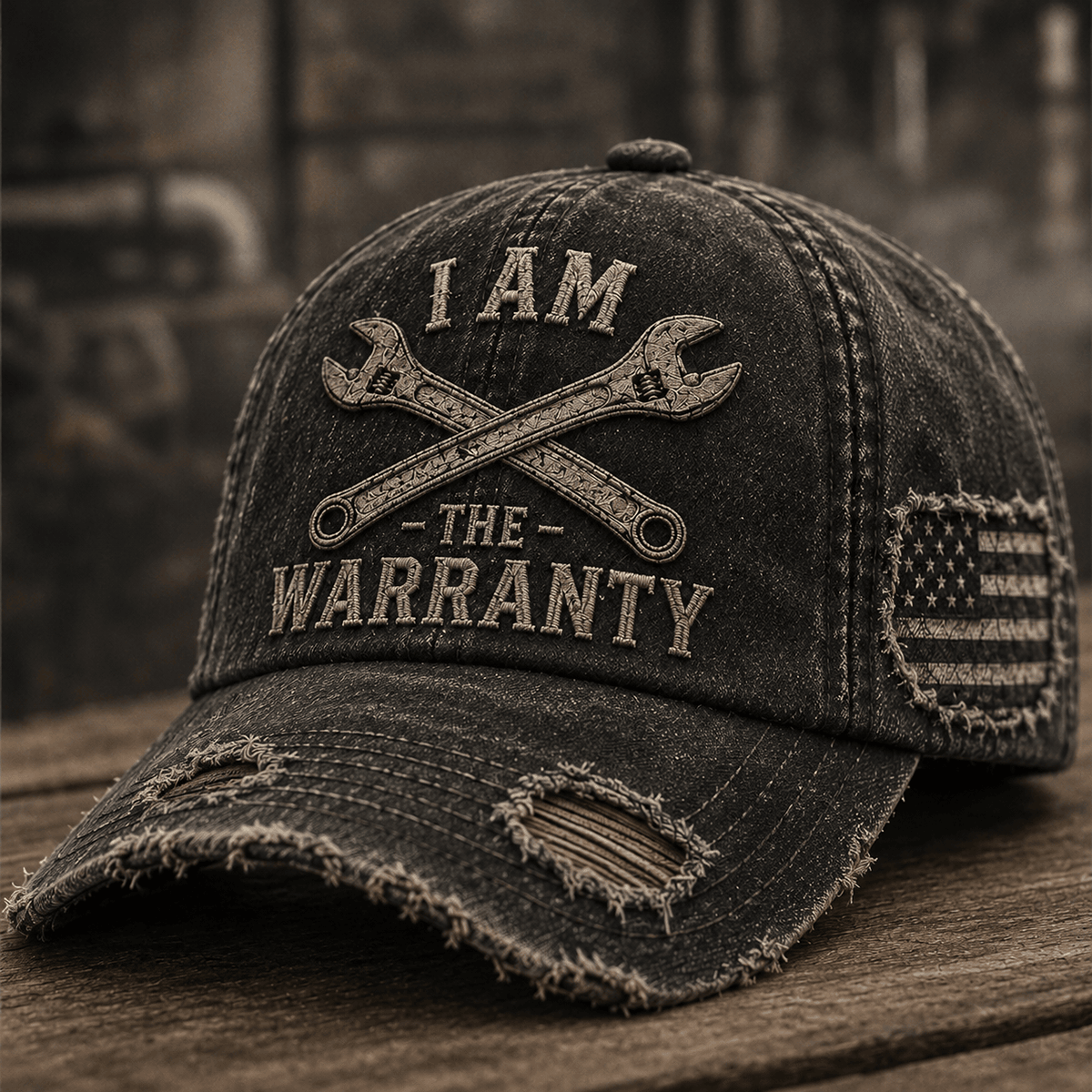 I Am The Warranty Printed Cap, Funny Mechanic Wrench Graphic Hat for Men, Vintage Repairman Baseball Cap, Mechanic Gift for Dad