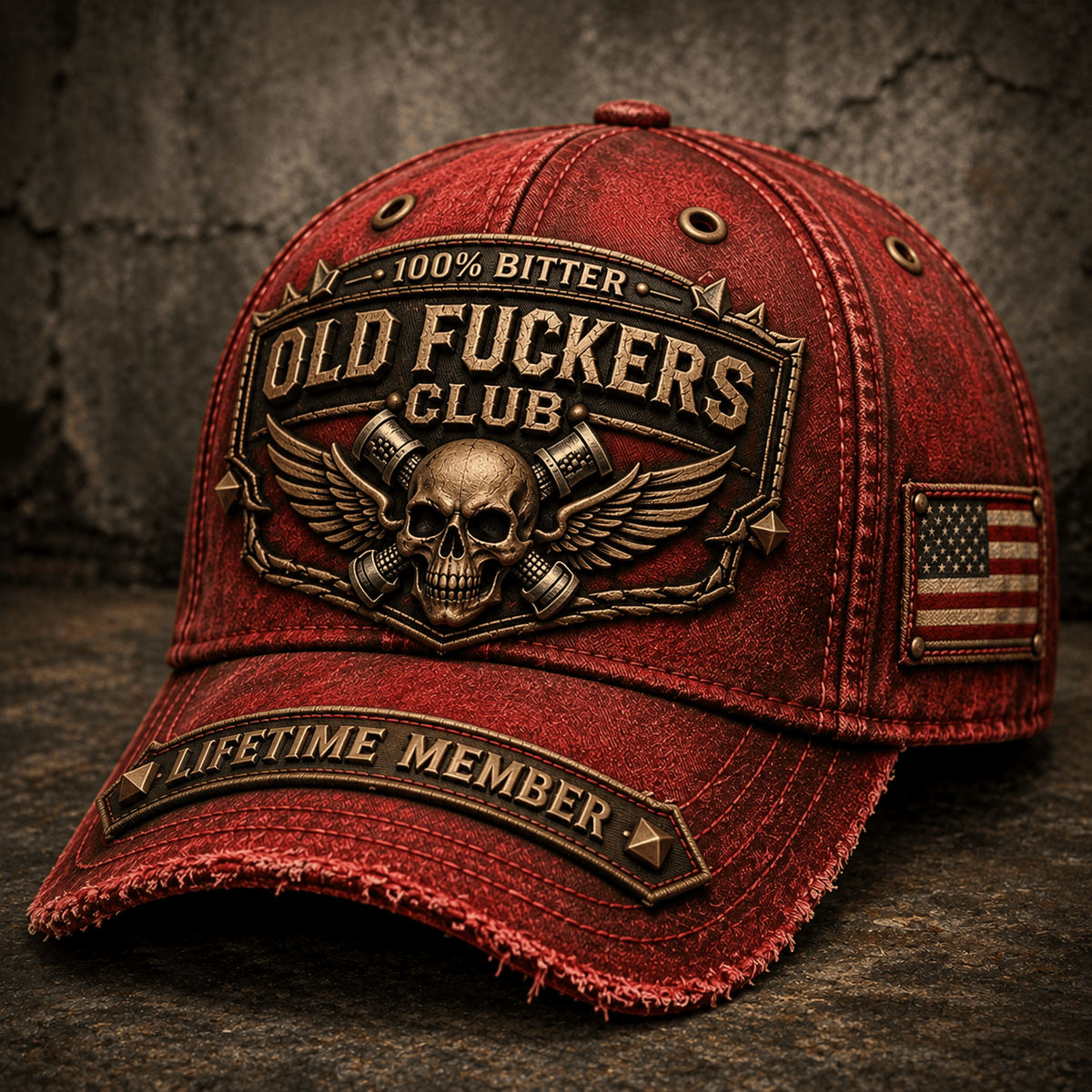 Old Fuckers Club Lifetime Member Printed Baseball Cap Skull Engine Mechanic Design Funny Garage Gift Hat for Men