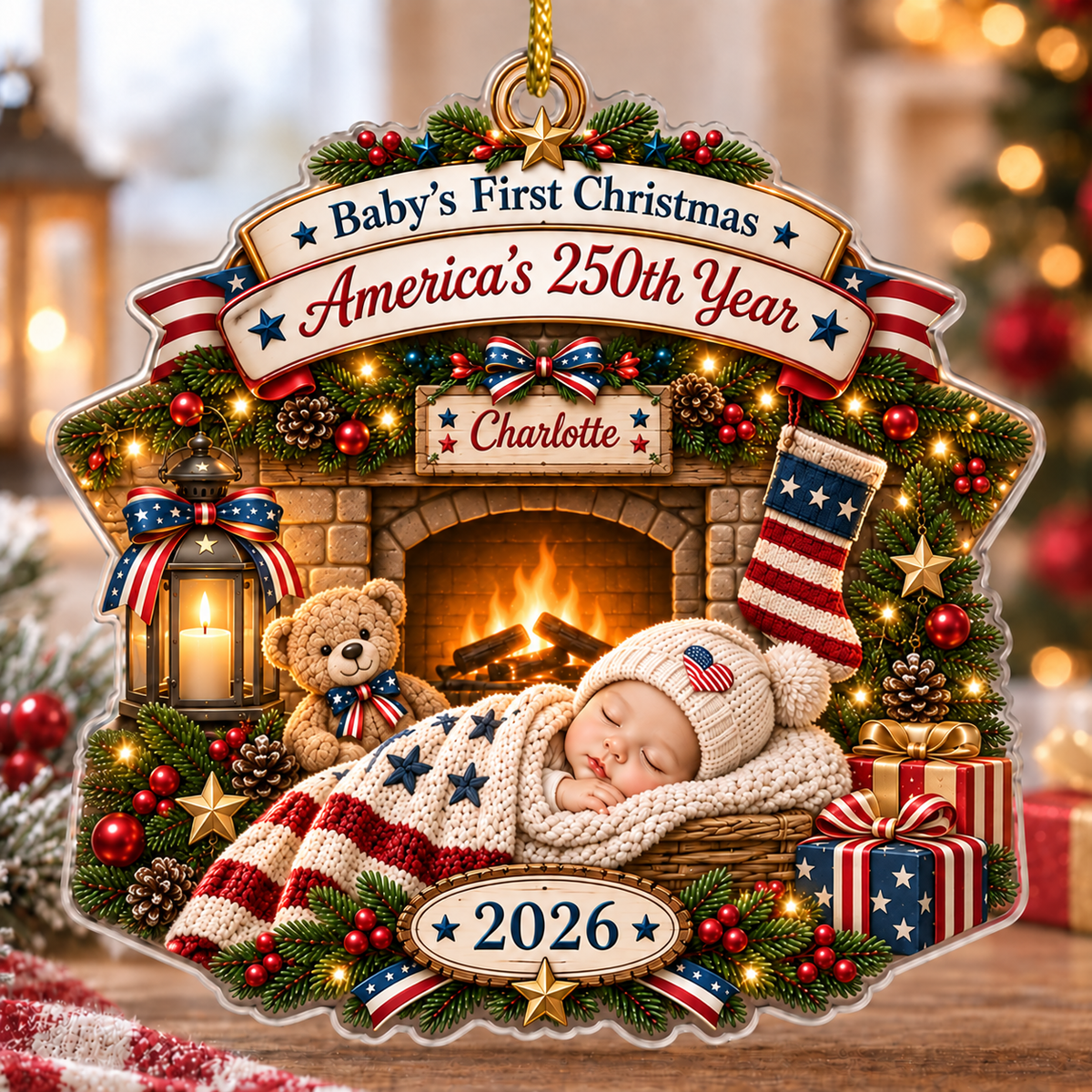 Baby First Christmas America's 250th Year Acrylic Ornament
