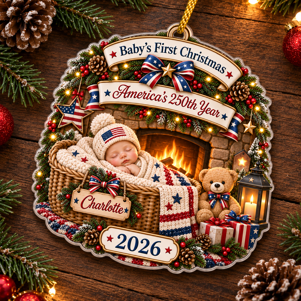 First Christmas America's 250th Year Acrylic Ornament, New Baby Ornament