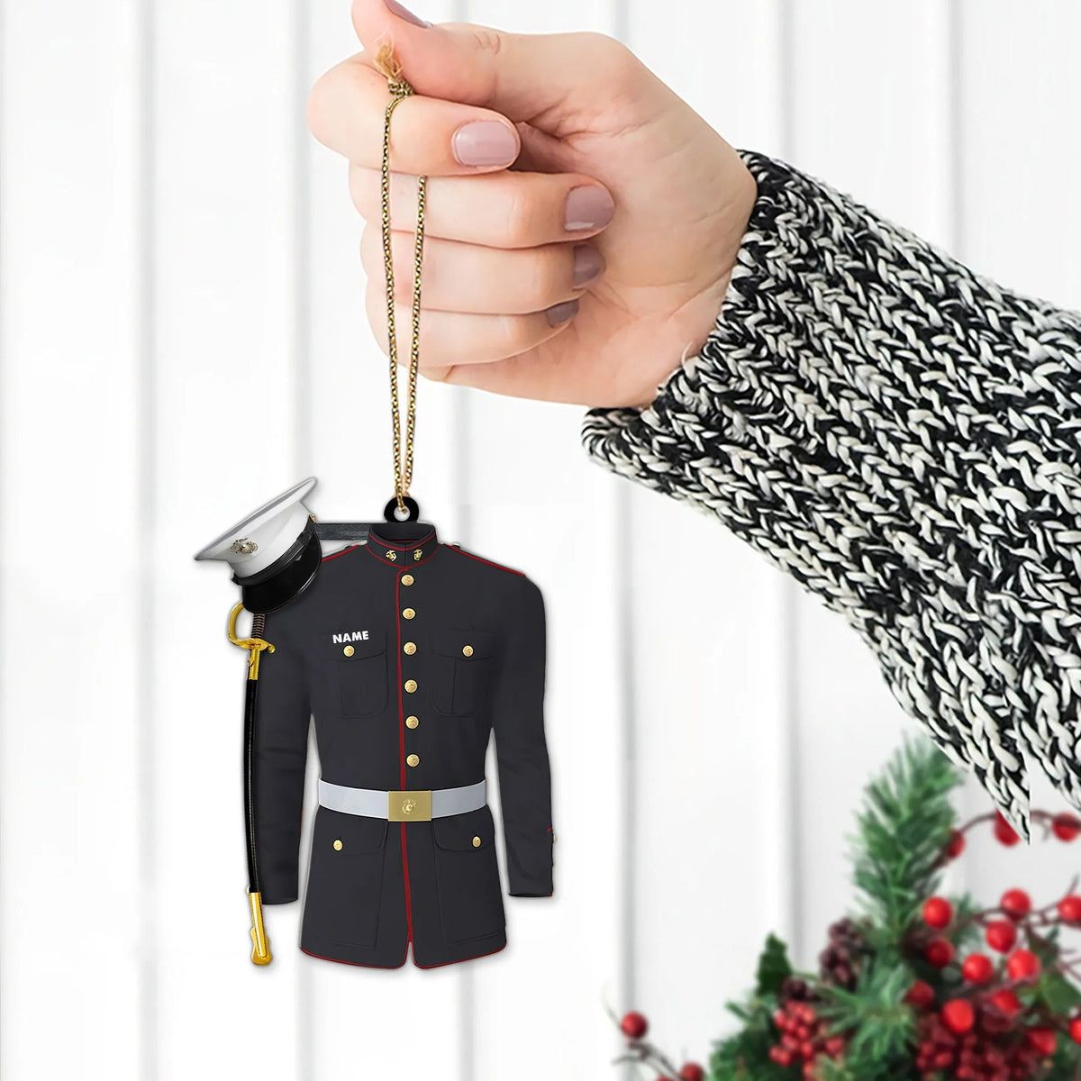 Personalized Marine Uniform 2D Flat Ornament, Christmas Gift For Military, Army Dad, Husband