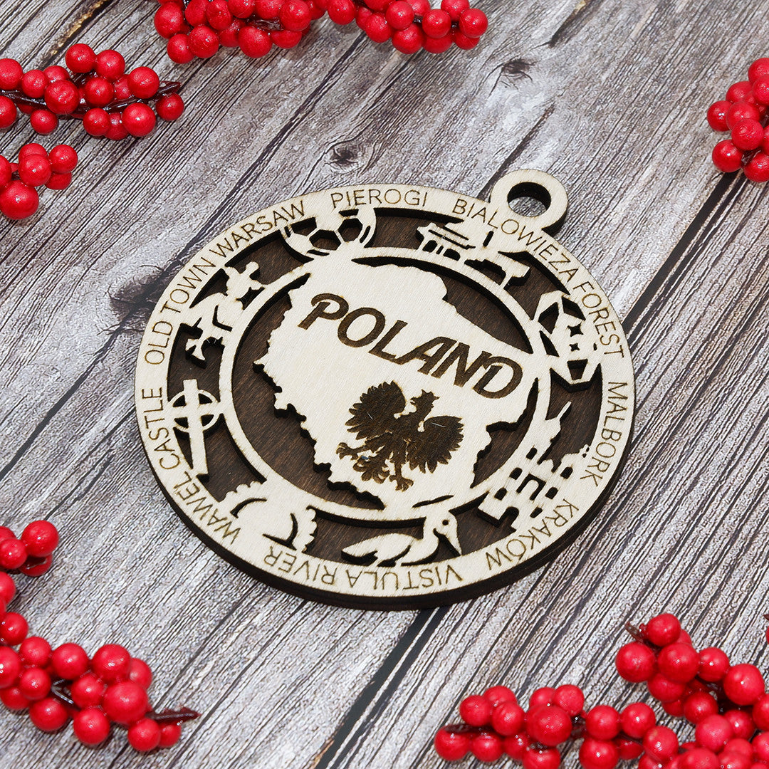 Discover Poland Wood Sign, Family Christmas Ornament, Christmas Decor
