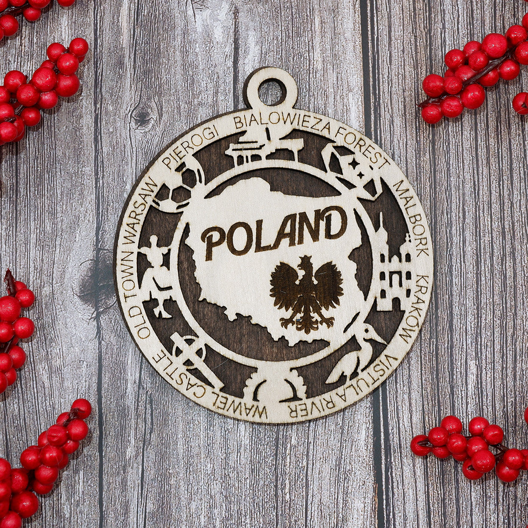 Discover Poland Wood Sign, Family Christmas Ornament, Christmas Decor