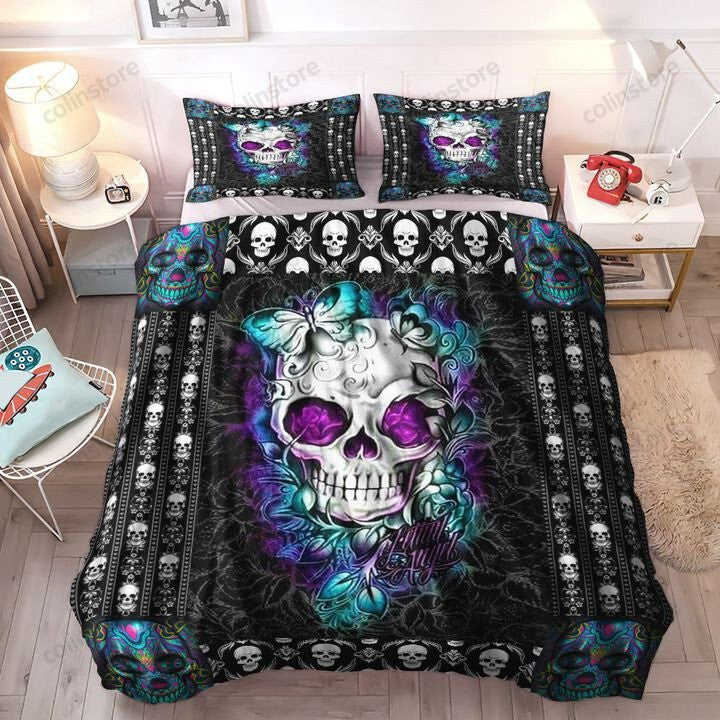 Skeleton Skull Duvet Cover Bedding Set - Gift for Skull Lovers