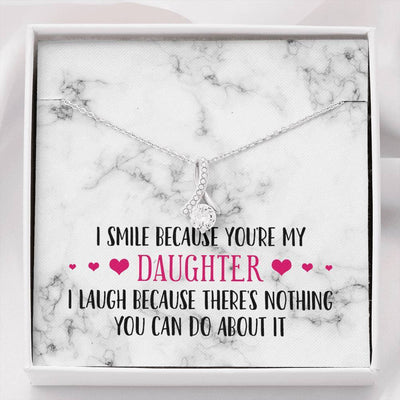 Smile Daughter Ribbon Drop Pendant Necklace - Smile Daughter Alluring Beauty Necklace Gift For Her
