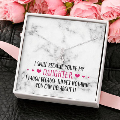 Smile Daughter Ribbon Drop Pendant Necklace - Smile Daughter Alluring Beauty Necklace Gift For Her