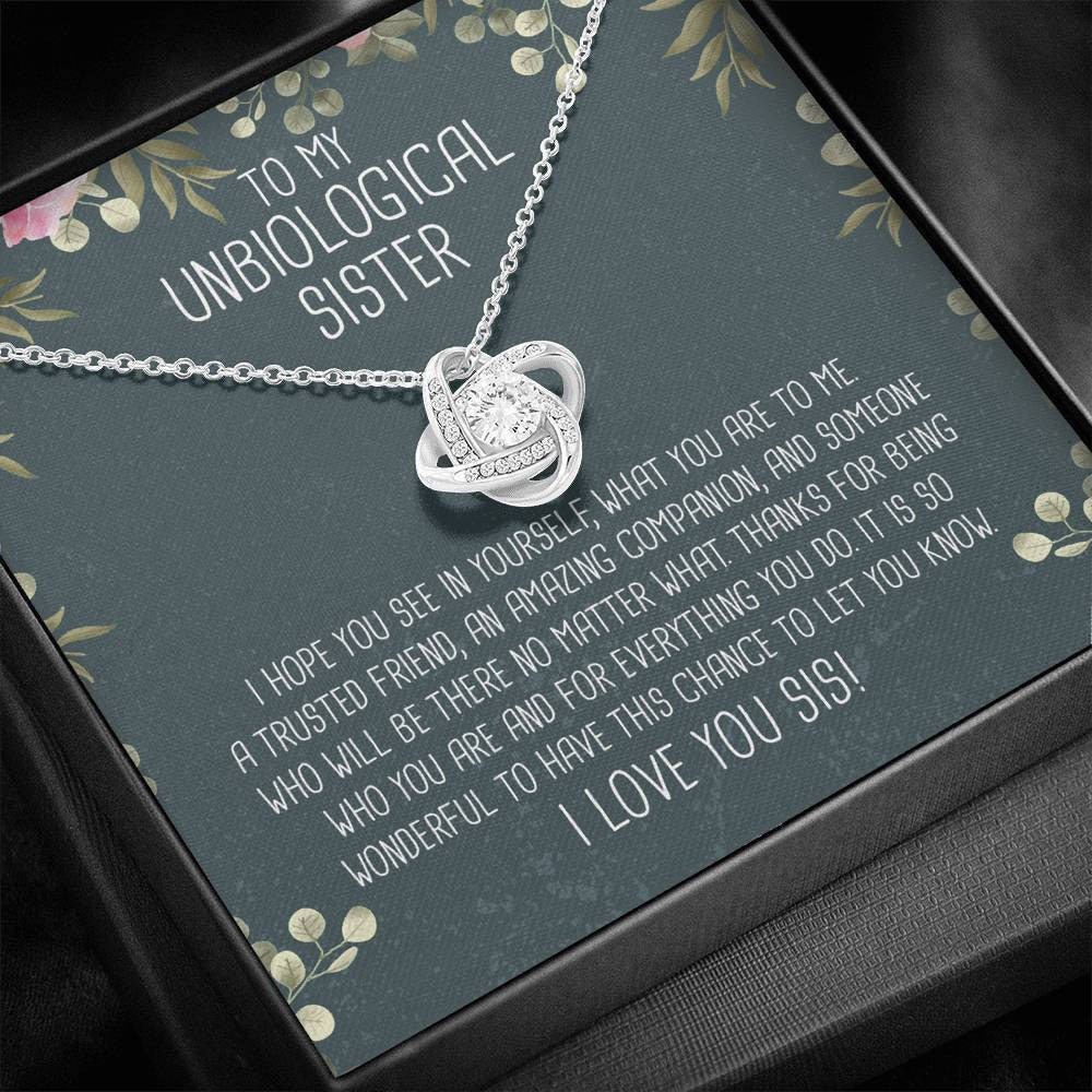 Unbiological Sister - Love Knot Necklace Luxury Birthday Gift For Her