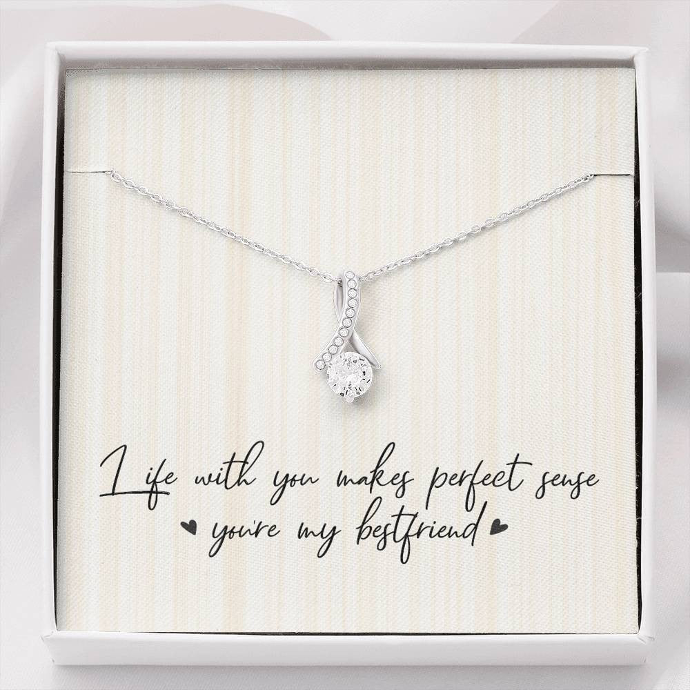 Best Friends Ribbon Drop Pendant Necklace - Alluring Beauty Necklace