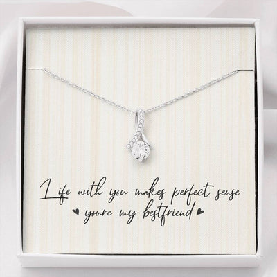 Best Friends Ribbon Drop Pendant Necklace - Alluring Beauty Necklace