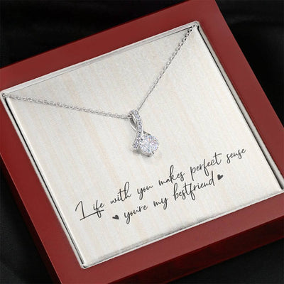Best Friends Ribbon Drop Pendant Necklace - Alluring Beauty Necklace