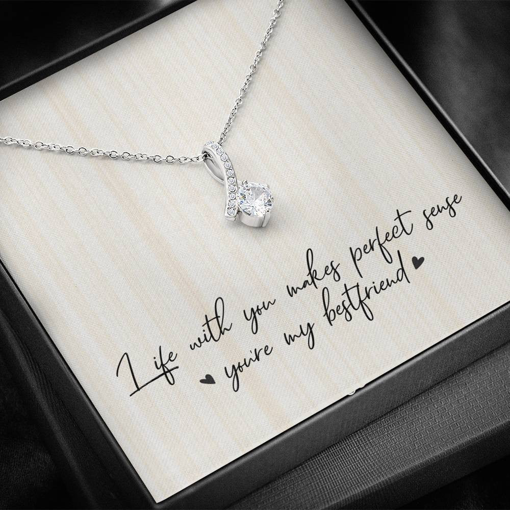 Best Friends Ribbon Drop Pendant Necklace - Alluring Beauty Necklace