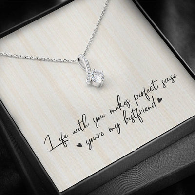 Best Friends Ribbon Drop Pendant Necklace - Alluring Beauty Necklace